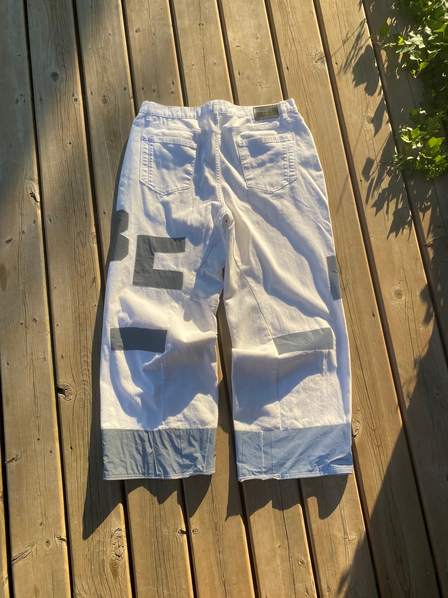 Reflective white jeans