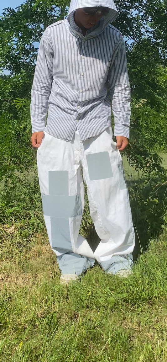 Reflective white jeans