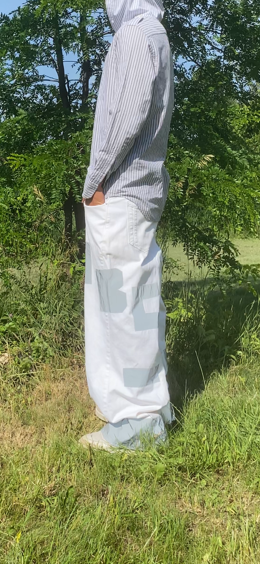 Reflective white jeans