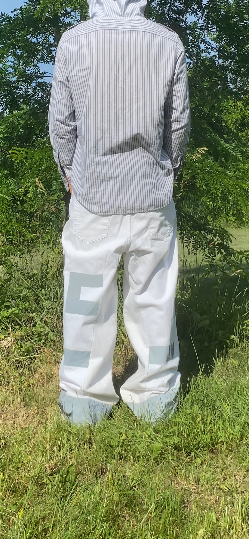 Reflective white jeans