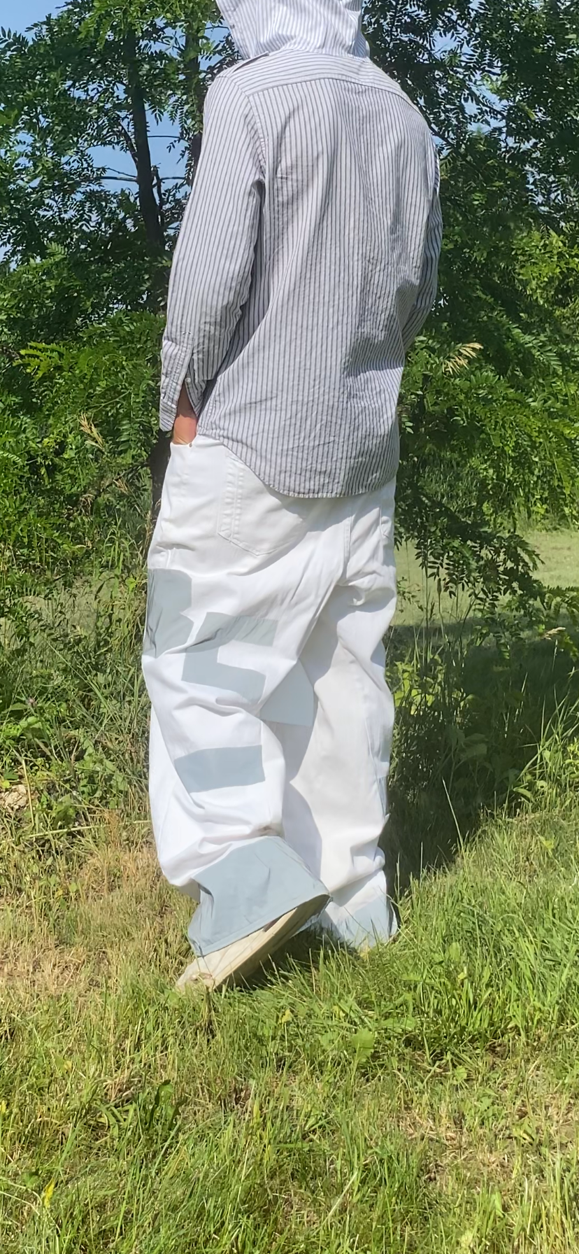 Reflective white jeans