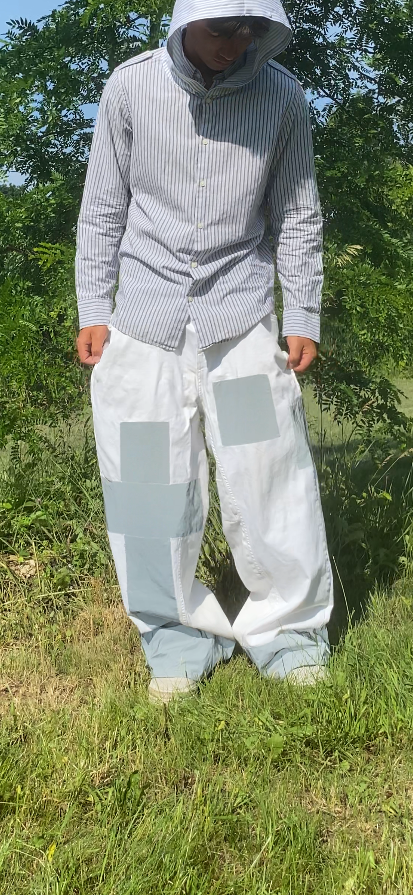 Reflective white jeans